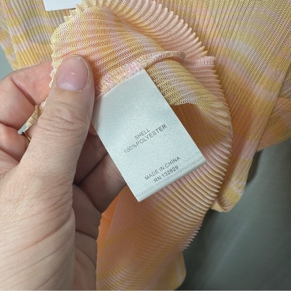 Lovers + Friends Orange Pink Striped Pleated Racerback Sheer Mesh Dress - Picture 3 of 6